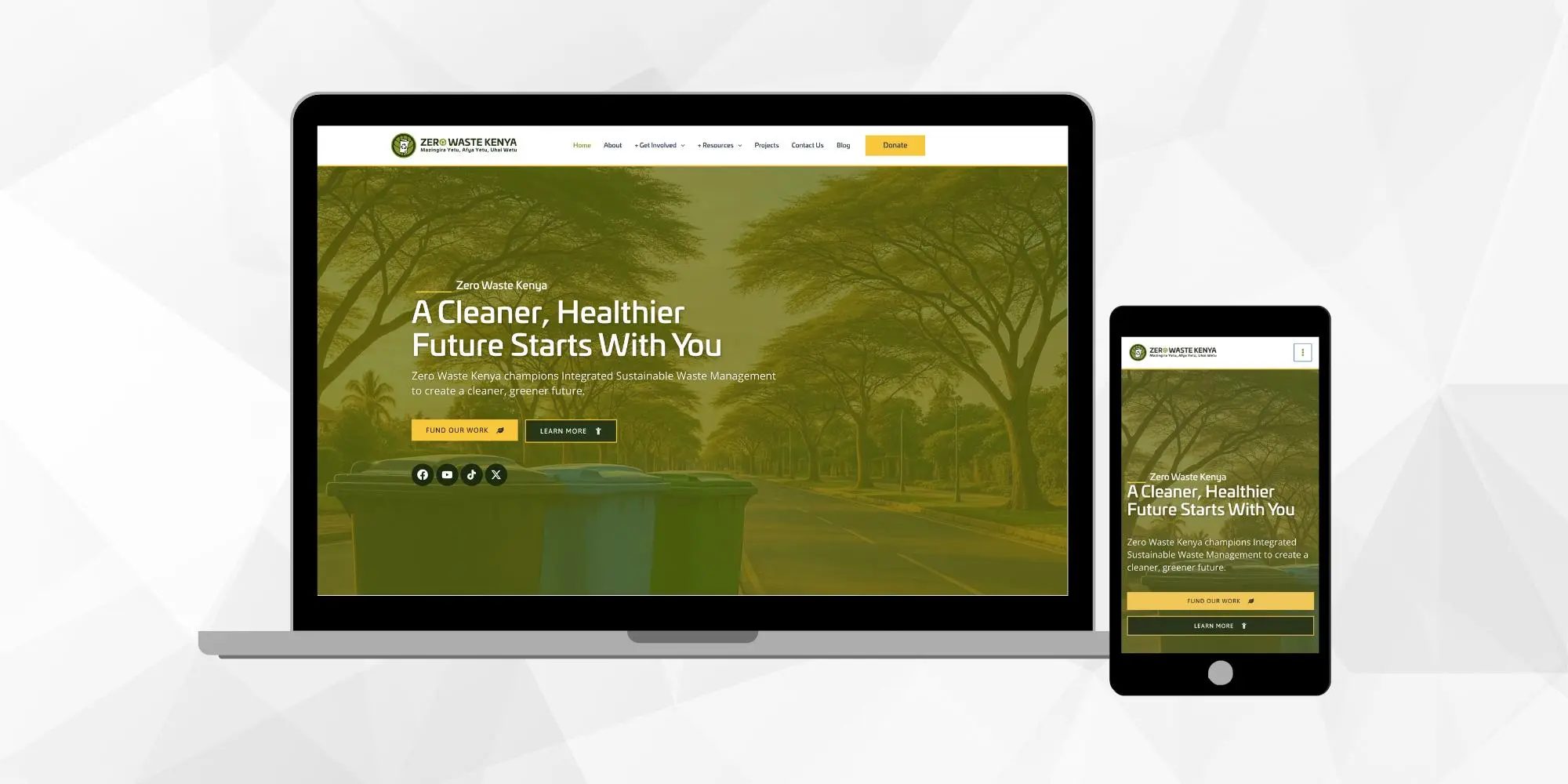 Zero Waste Kenya — Website desktop and tablet mockup